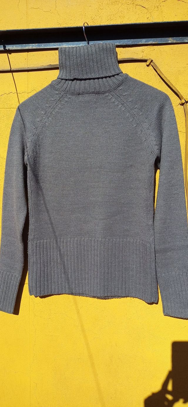 Jersey lana cuello alto gris