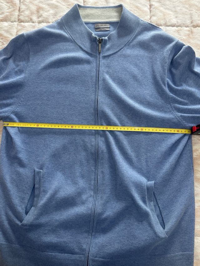 Jersey Emidio Tucci cremallera azul hombre algodón