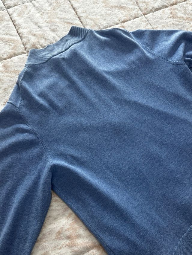 Jersey Emidio Tucci cremallera azul hombre algodón