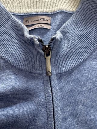 Jersey Emidio Tucci cremallera azul hombre algodón