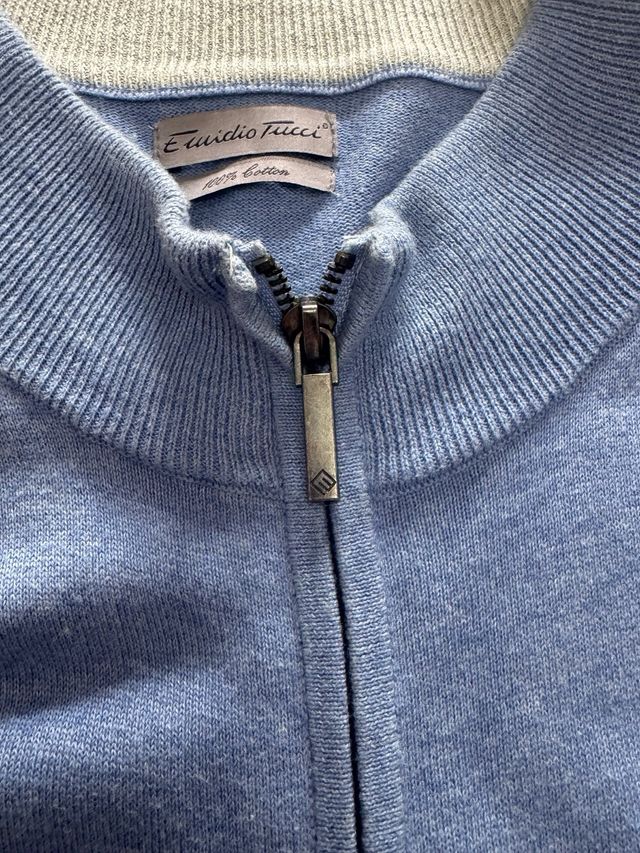 Jersey Emidio Tucci cremallera azul hombre algodón