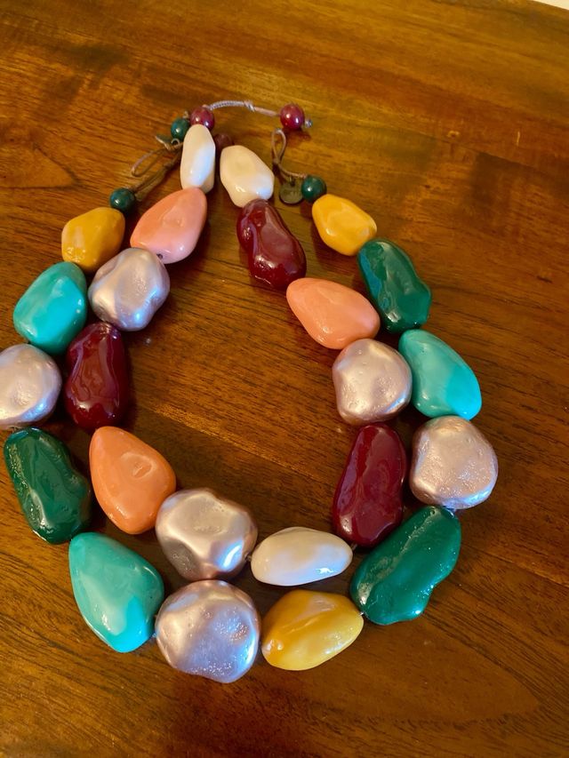 Lote 2 collares piedras esmaltadas