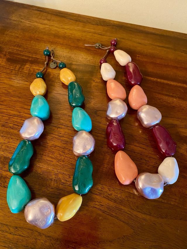 Lote 2 collares piedras esmaltadas