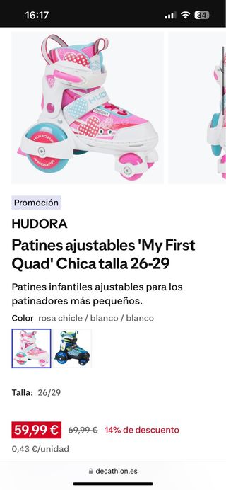 Patines Hudora My First Quad Talla 26-29