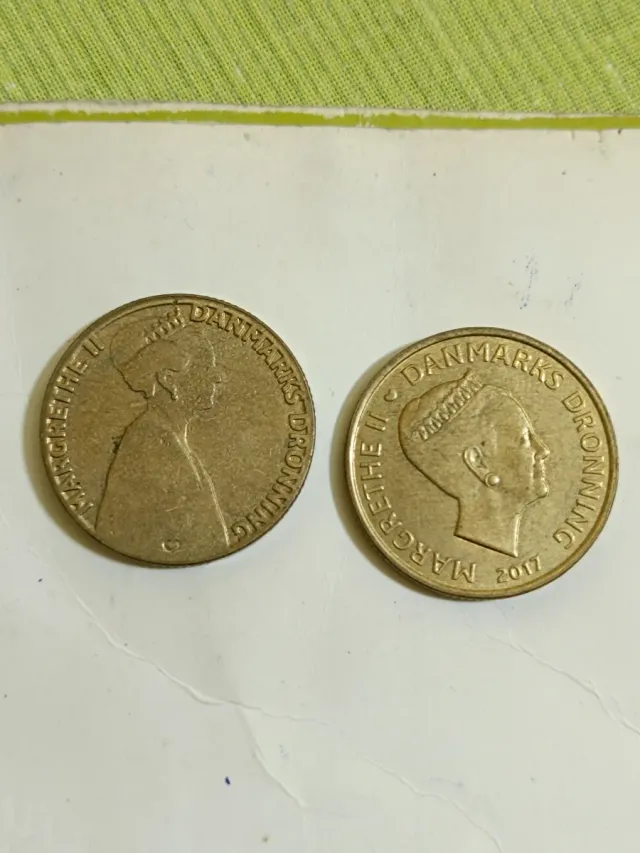 2 Monedas Danesas 20 Coronas Margarita II