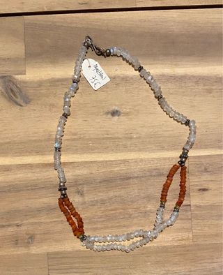 Collar doble piedra luna, corola y plata