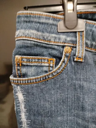 Jeans donna blu strappati