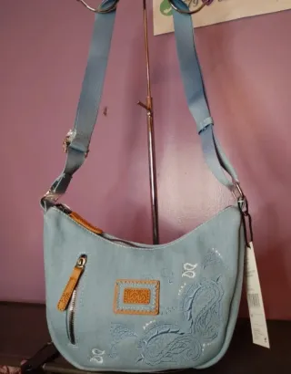 Bolso Lois Azul Denim Bordado