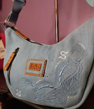 Bolso Lois Azul Denim Bordado