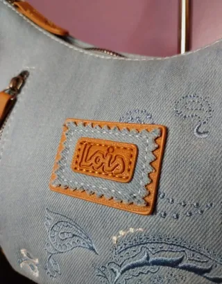 Bolso Lois Azul Denim Bordado