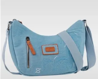 Bolso Lois Azul Denim Bordado