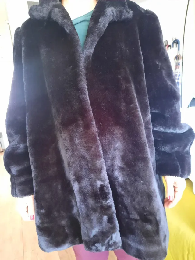 Abrigo pelo negro mujer talla XL