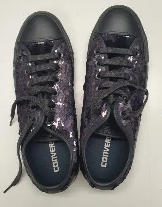 Zapatillas Converse Lentejuelas Negras Talla 40.
