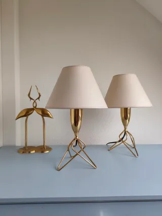 Pareja Lámparas Mid Century Vintage Doradas