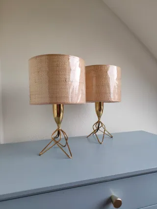 Pareja Lámparas Mid Century Vintage Doradas