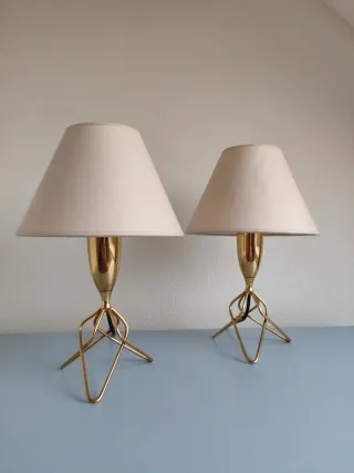 Pareja Lámparas Mid Century Vintage Doradas