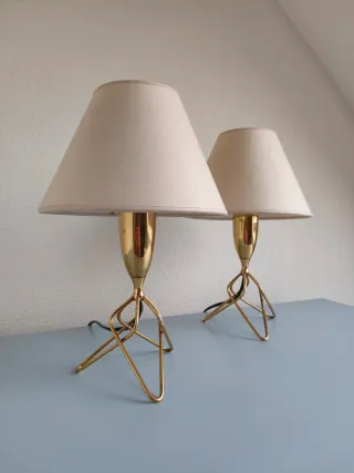 Pareja Lámparas Mid Century Vintage Doradas