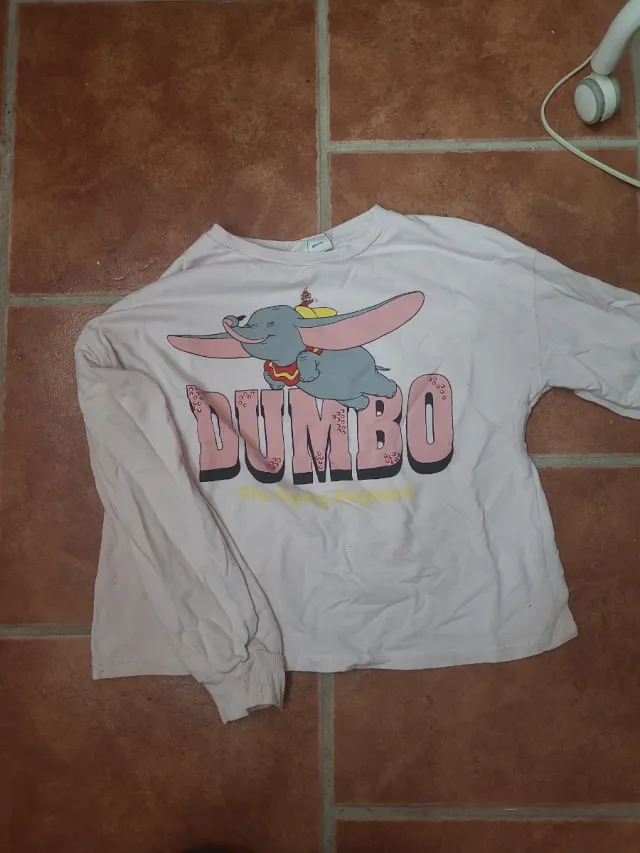 Sudadera Dumbo rosa y blanca. Talla 11-12 años.