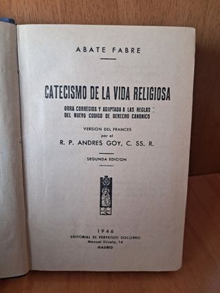 CATECISMO DE LA VIDA RELIGIOSA 1946