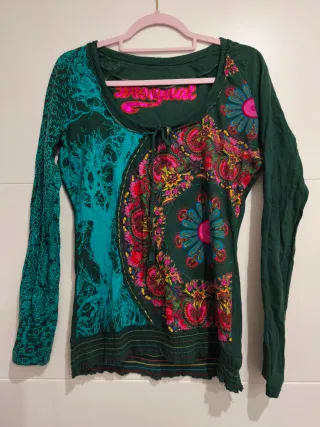 Camiseta Desigual manga larga verde multicolor