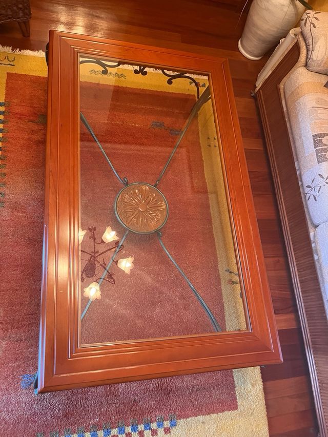 Mesa de centro madera y cristal