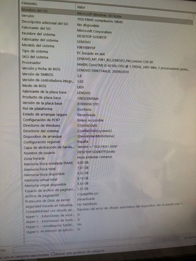 Ordenador PC 
 C50-30 All-in-One – Intel i5 