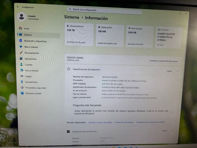 Ordenador Windows 11 25H2