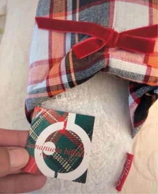 Pantofole donna scozzesi con fiocco