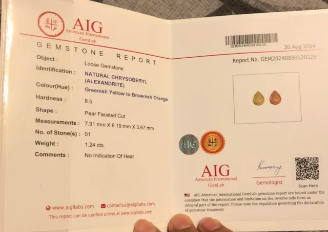 1.24cts Alejandrita Natural Certificada