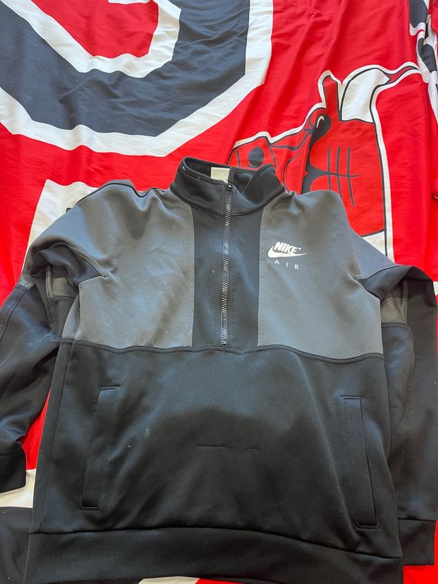 Sudadera Nike Air cremallera gris y negra