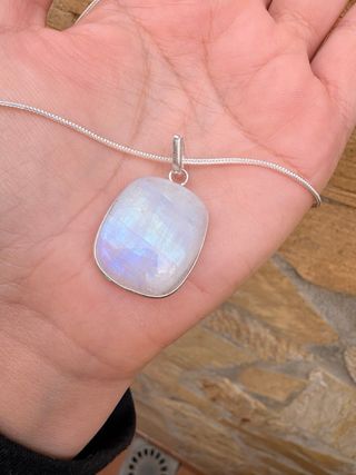 Colgante Plata 925 Piedra Luna Cadena
