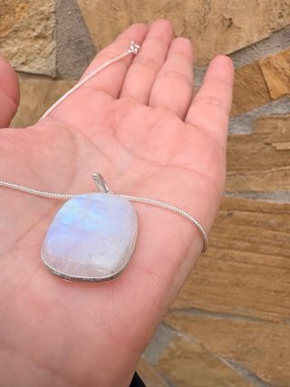 Colgante Plata 925 Piedra Luna Cadena