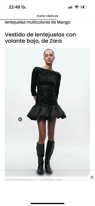 Vestido fiesta Zara lentejuelas negro