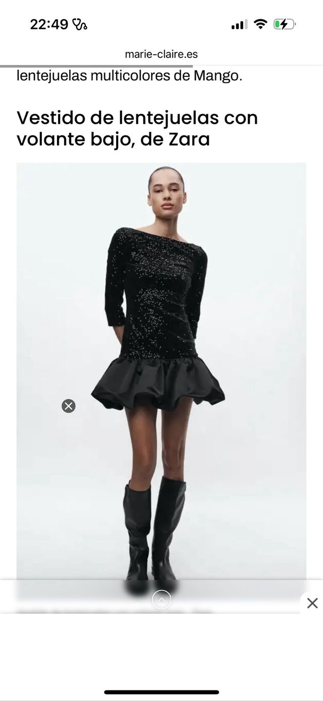 Vestido fiesta Zara lentejuelas negro