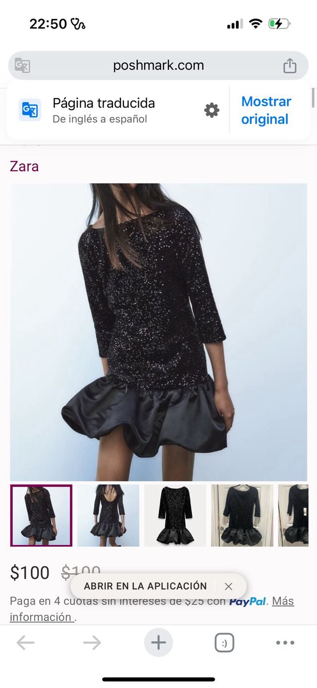 Vestido fiesta Zara lentejuelas negro