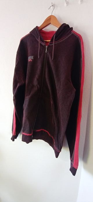 Sudadera con cremallera hombre morada y roja