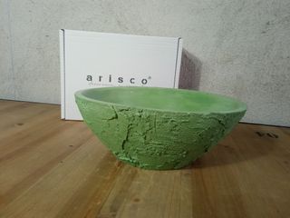 Pezzo di cemento ovale 22cm verde rustico