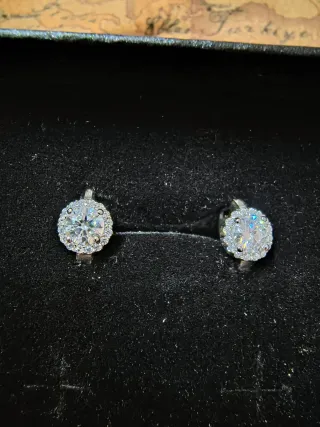 Orecchini GRA Moissanite Argento Cerchietti