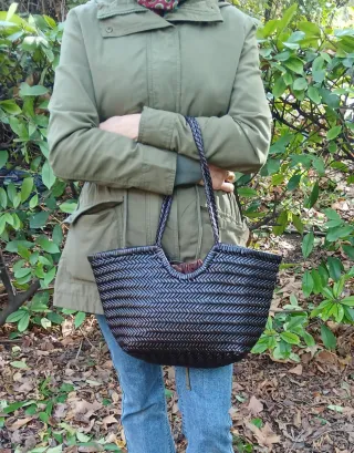 Bolso trenzado de piel marrón chocolate