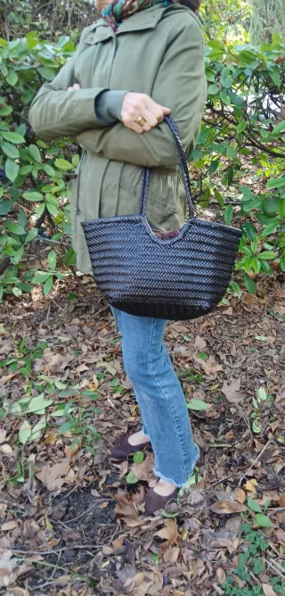 Bolso trenzado de piel marrón chocolate