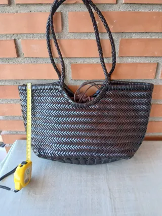 Bolso trenzado de piel marrón chocolate