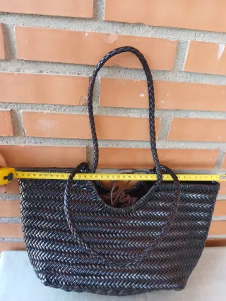 Bolso trenzado de piel marrón chocolate
