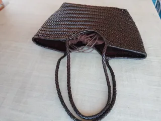 Bolso trenzado de piel marrón chocolate