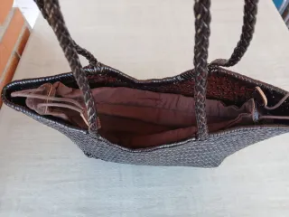 Bolso trenzado de piel marrón chocolate