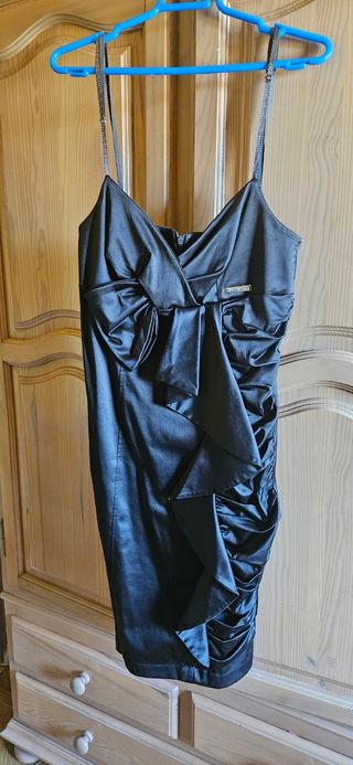 Vestido fiesta chocolate con lazo