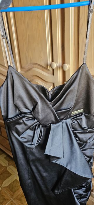 Vestido fiesta chocolate con lazo