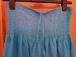 Vestido largo sin tirantes azul