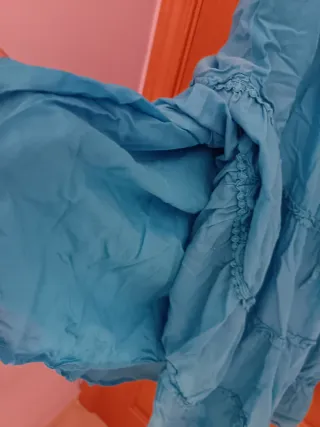 Vestido largo sin tirantes azul