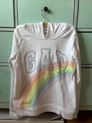 Sudadera GAP niña arcoíris blanca