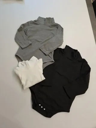 3 Lupetti body per bambini (grigio, bianco, nero)